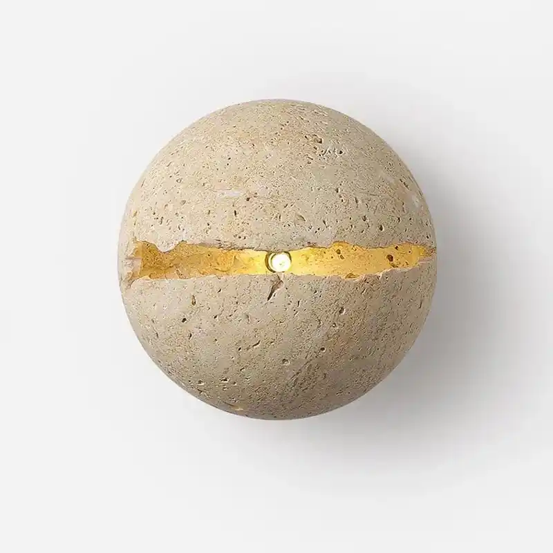 Applique murale boule Wabi Sabi naturelle jaune pour un éclairage LED chaleureux