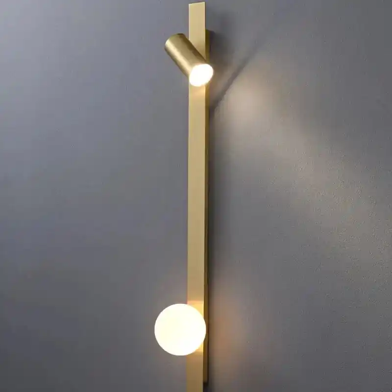 Applique murale LED en cuivre - Style nordique minimaliste pour salon