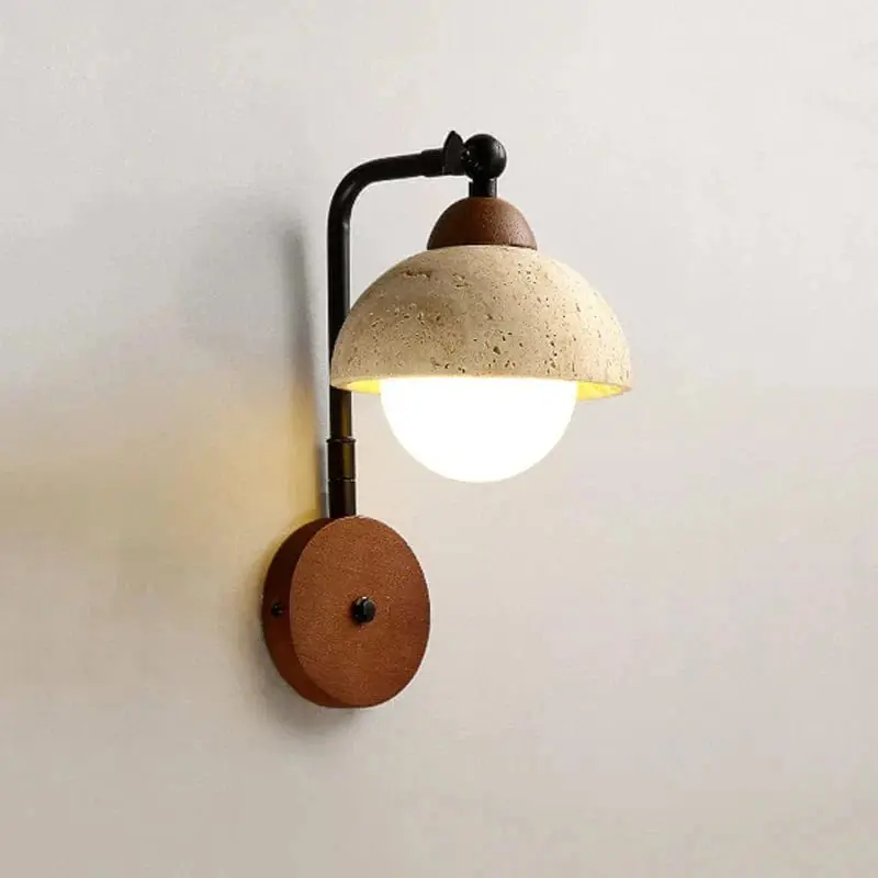 Applique murale LED japonaise en travertin jaune chaud