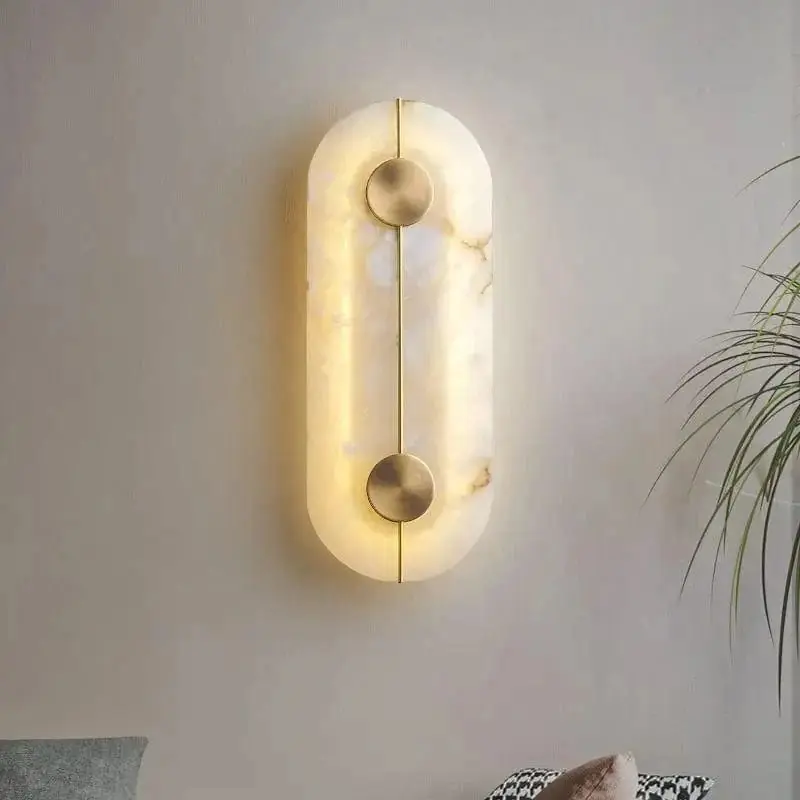 Applique Murale LED de Luxe en Marbre et Cuivre Doré