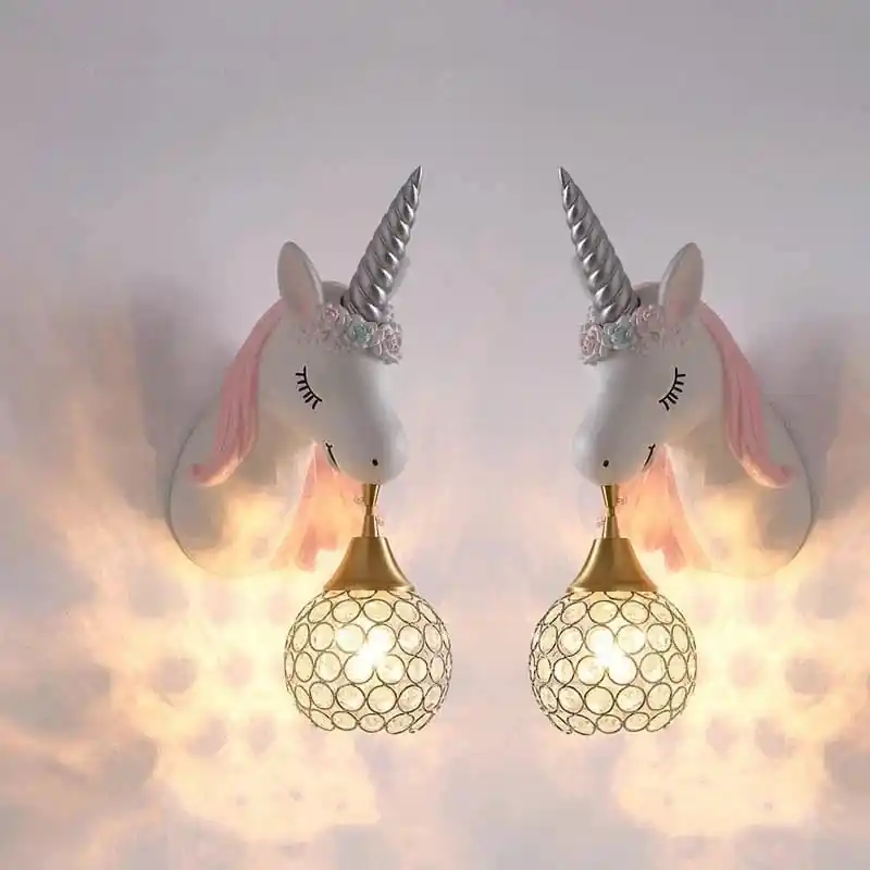 Applique murale Dessin animé Licorne LED - Chambre de Princesse