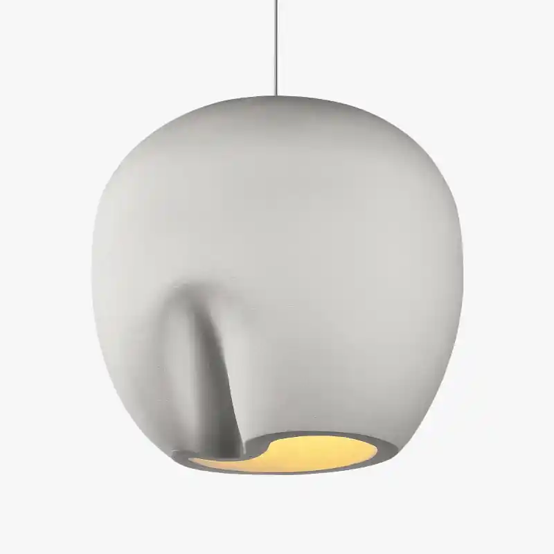 Suspension Wabi Sabi en polystyrène fait main - Bois et LED E27