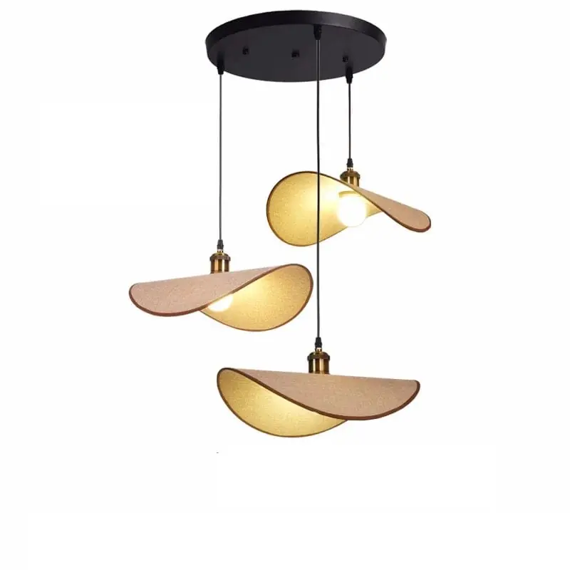 Suspension Wabi Sabi minimaliste LED rétro chapeau nordique pour salle à manger.