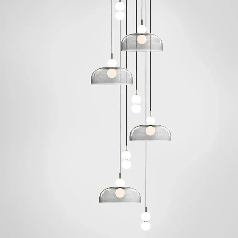 Suspension LED Nordica en verre gris fumé