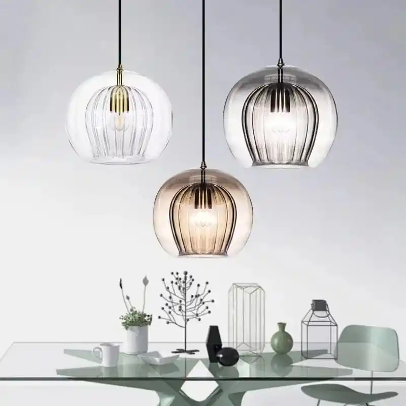 Suspension LED en verre au design nordique - Gris fumé influence scandinave
