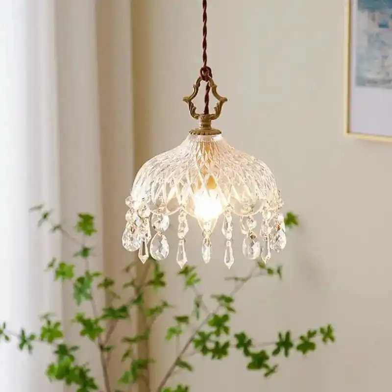 YEBMLP - Suspension en verre rétro français d'intérieur à LED