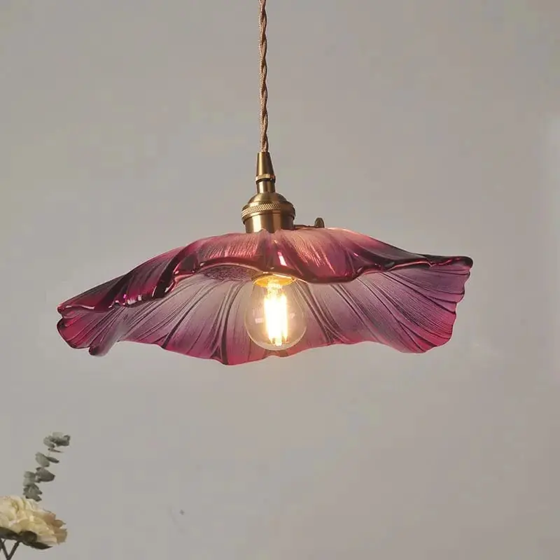 Suspension Vintage en verre floral