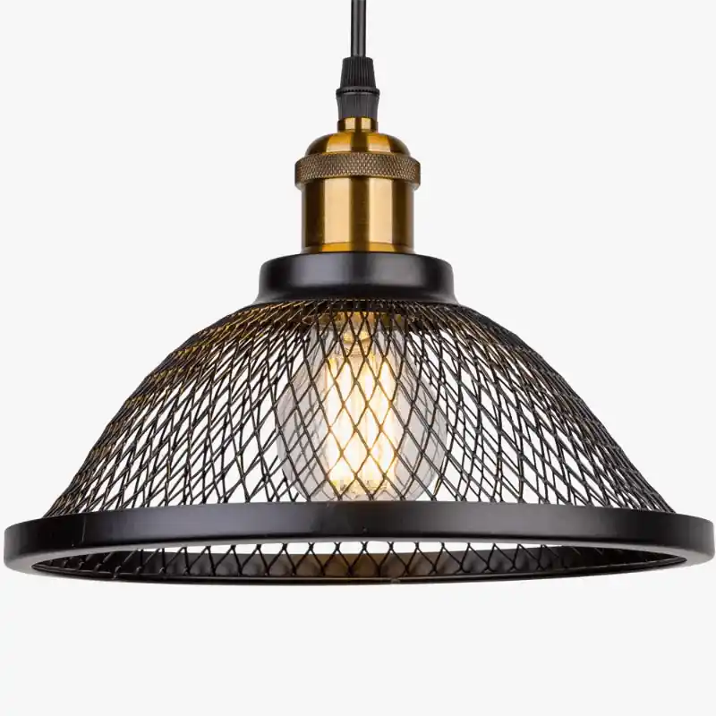 Suspension Vintage rétro - Noir - Fer Net-Cage - Cuisine - E27 LED - Chambre - Salon - Restaurant