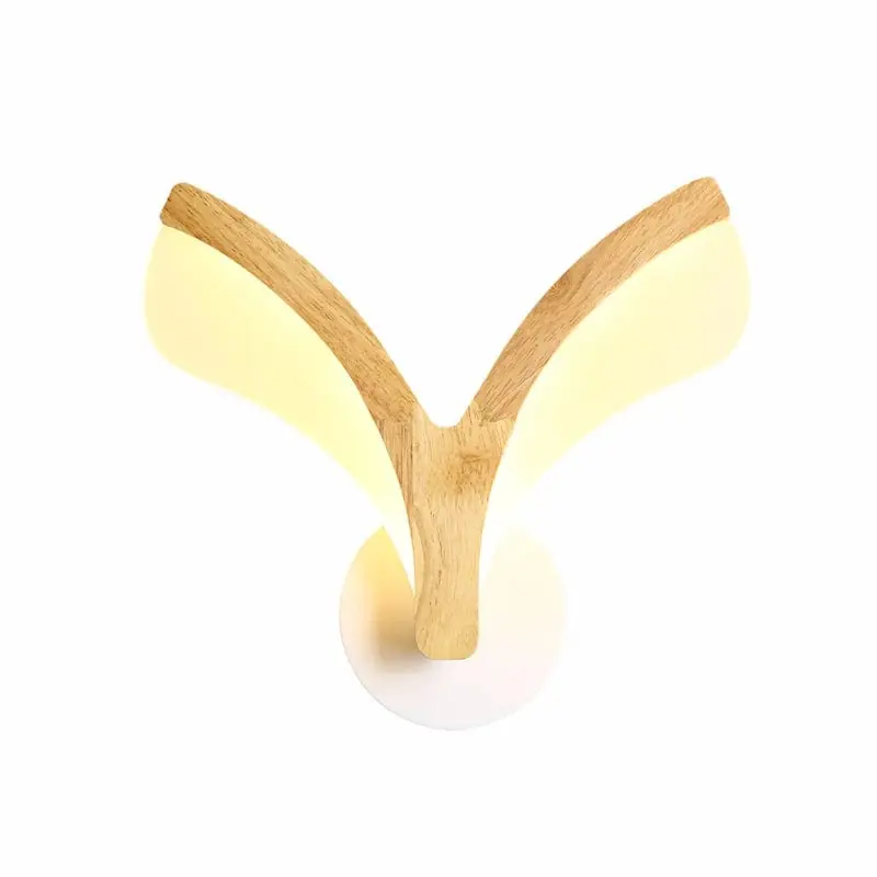Applique murale LED en bois et métal blanc