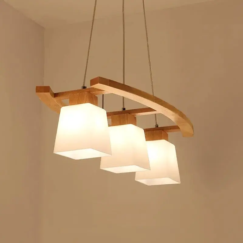Suspension en bois nordique : Lampes suspendues modernes pour salle à manger, salon et cuisine
