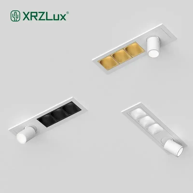 XRZLux - Plafonnier LED carré encastré avec bande lumineuse linéaire