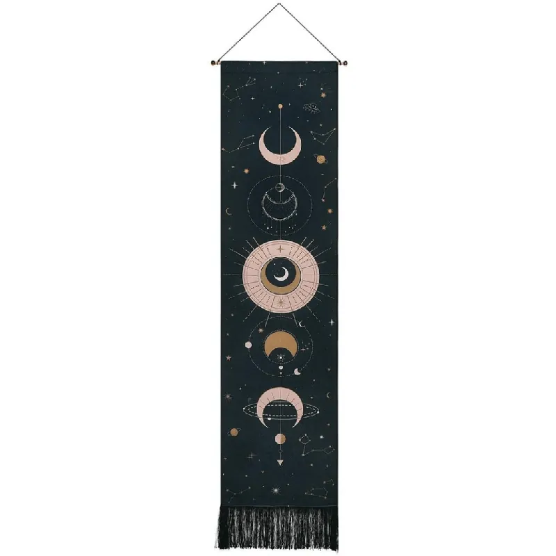 Tenture Bohème en Lin avec Phases Lunaires – 32,5 x 130 cm