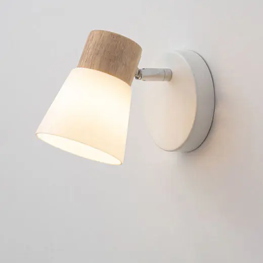 Applique Murale Moderne Minimaliste en Bois avec Deux Cônes Lumineux