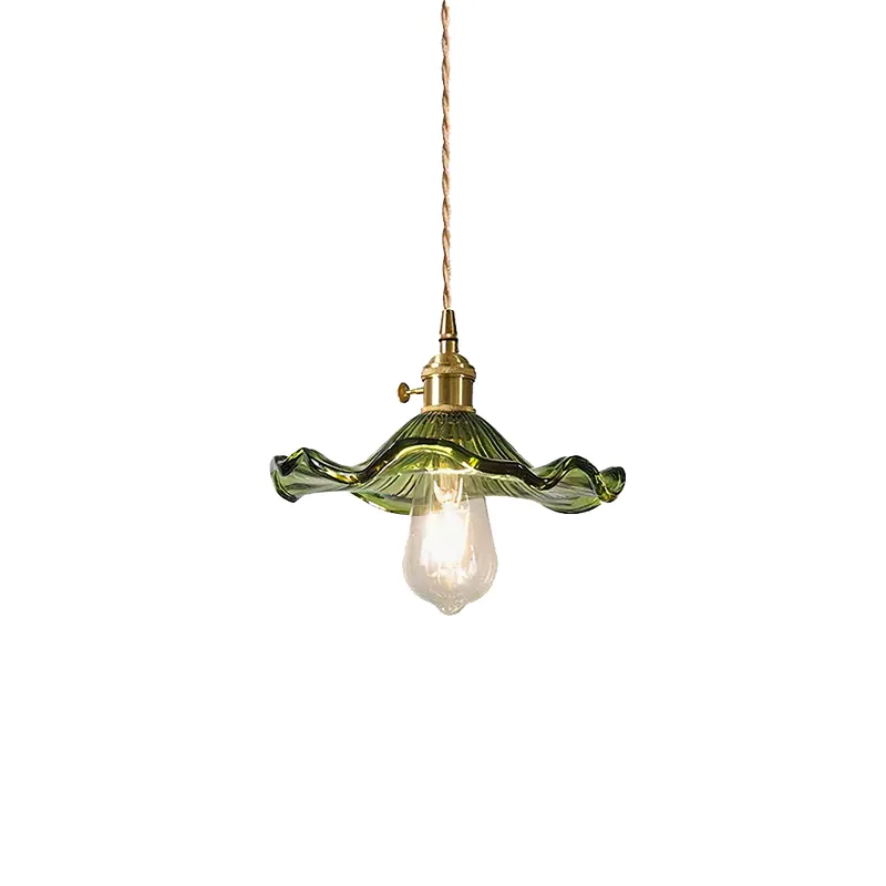 Suspension moderne en forme de fleur avec herbe, une lumière
