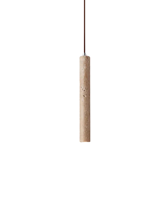 Suspension cylindrique minimaliste en travertin avec une lumière