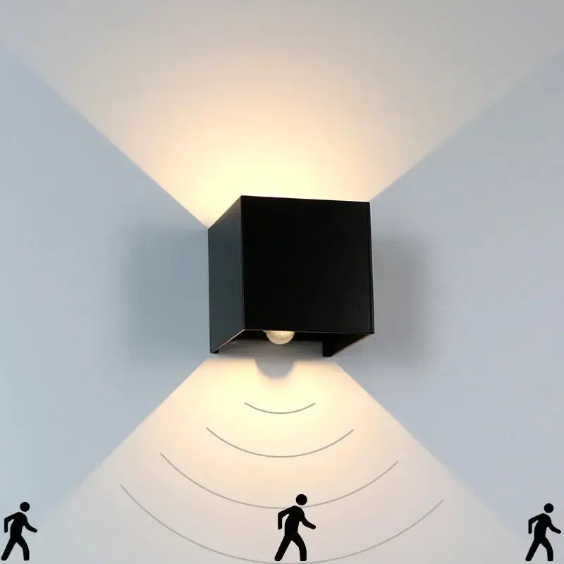 Applique extérieure moderne en cube LED, 1 lumière
