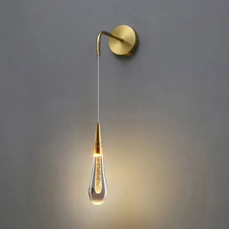 Applique murale moderne en verre en forme de goutte avec LED