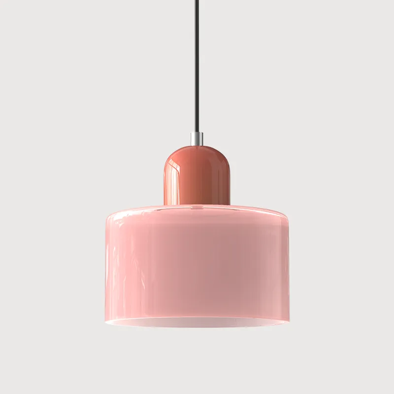 Suspension cylindrique en verre style Bauhaus LED 1 lumière