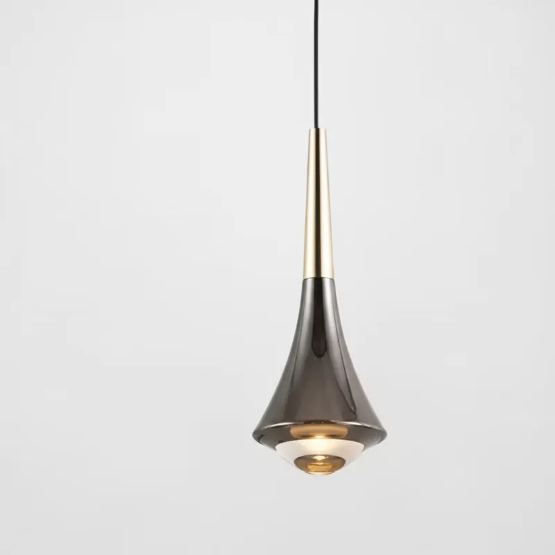 Suspension moderne en verre en forme de larme avec LED, une lumière