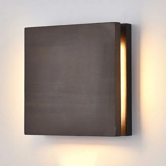 Applique murale LED japonaise carrée en bois | 1 lumière