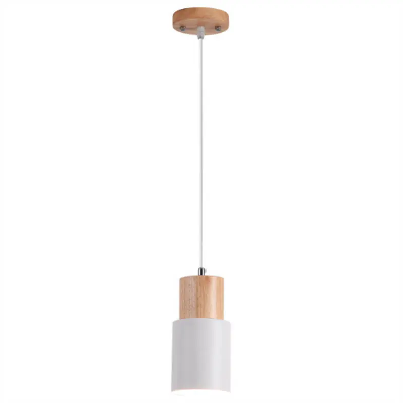 Suspension LED cylindrique nordique en bois avec une lumière
