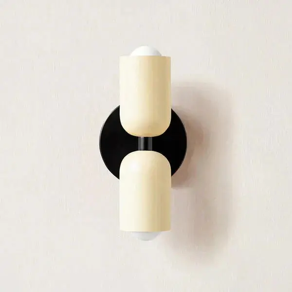 Applique murale cylindrique moderne en métal à LED à deux lumières