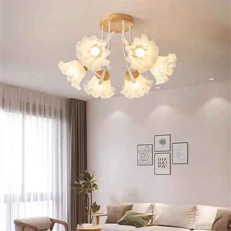 lustre nordique créatif à fleurs pour décoration intérieure