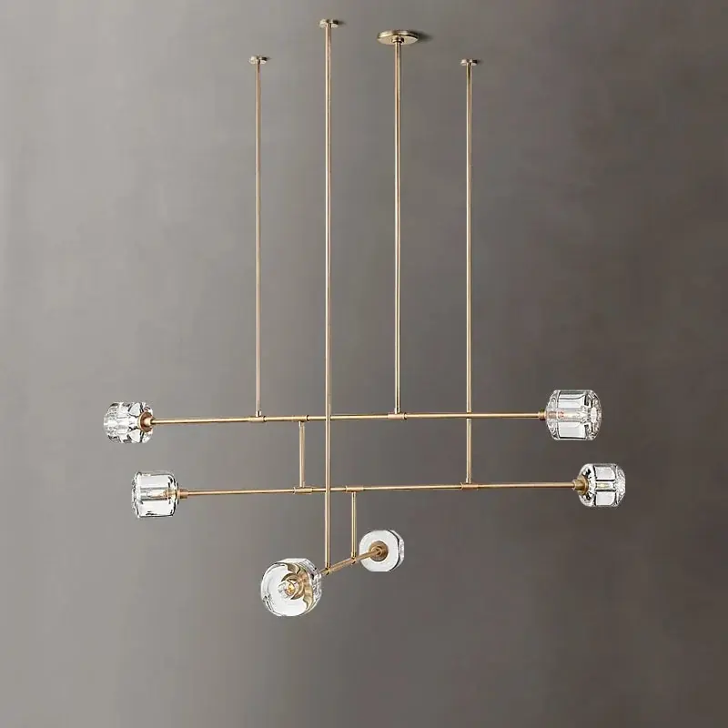lustre en cristal de style américain en cuivre moderne