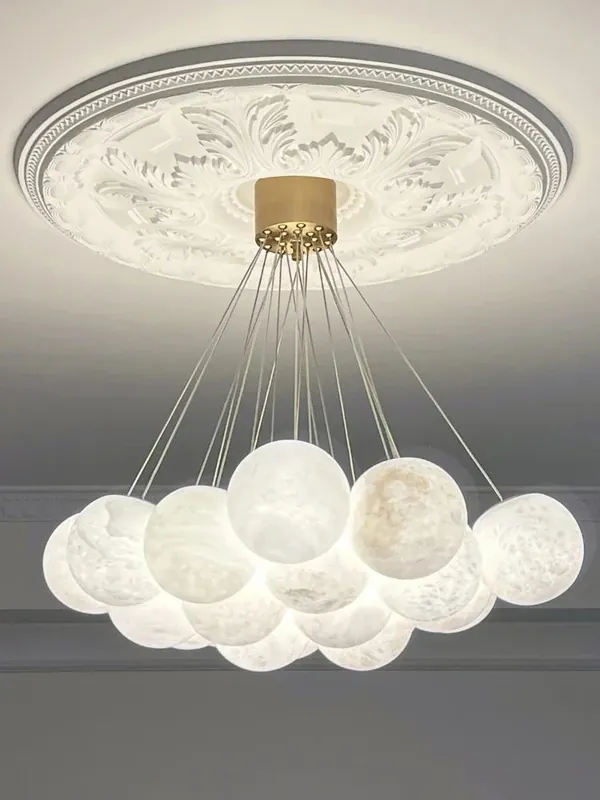 lustre en cuivre de luxe avec marbre naturel espagnol pour décoration moderne