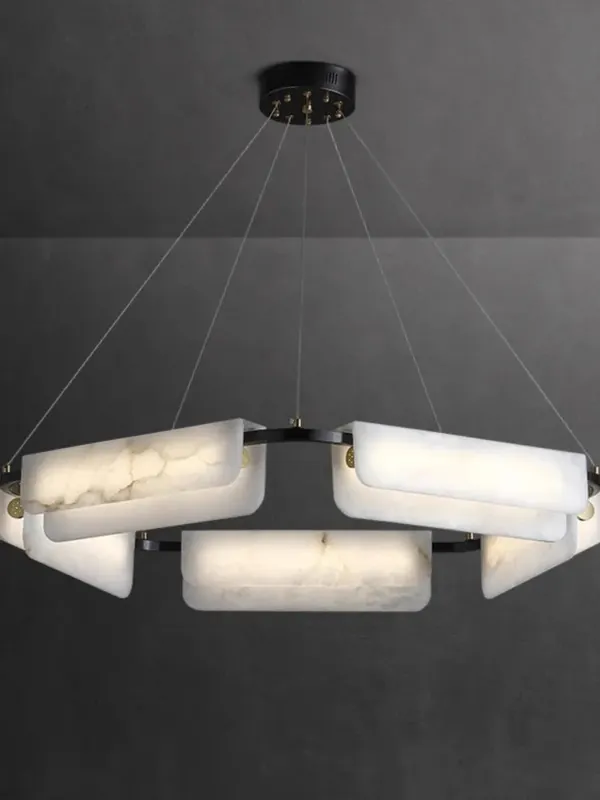 lustre en marbre naturel pur et cuivre design lumineux moderne