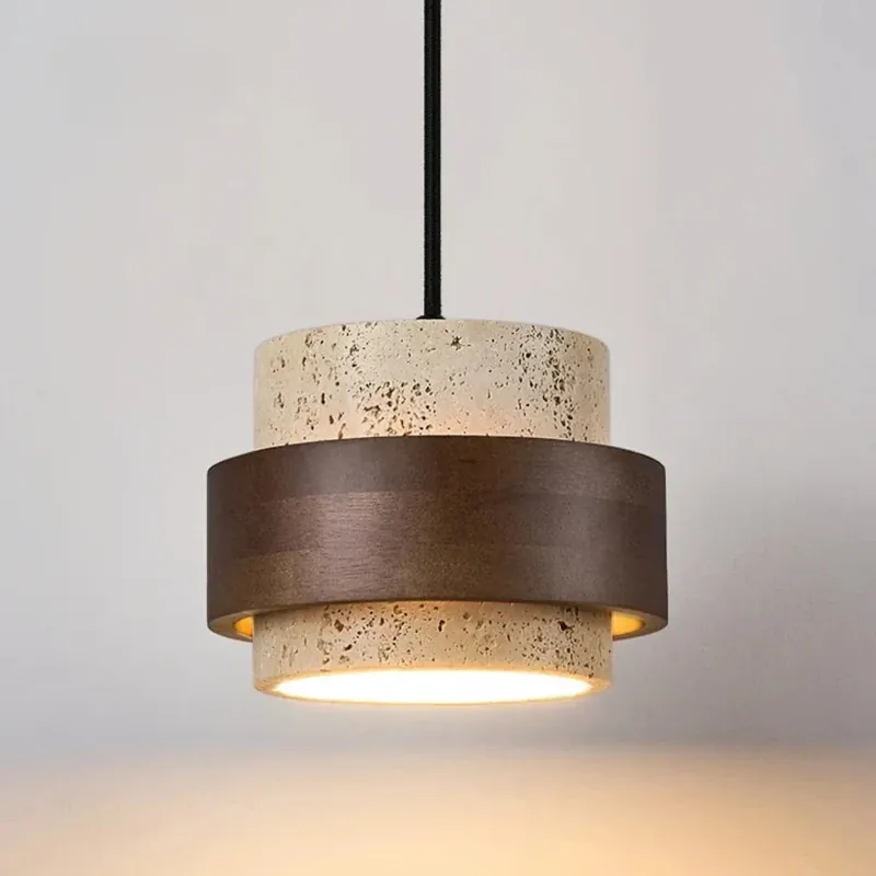 lustre moderne en bois et marbre pour décoration élégante