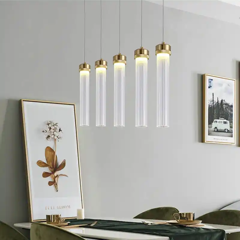 lustre en verre rayé minimaliste nordique pour décoration intérieure