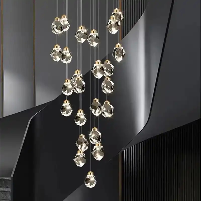 lustre en cristal led design en cuivre moderne et élégant
