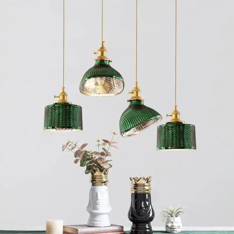 lustre minimaliste japonais en verre et laiton éclairage créatif décoratif