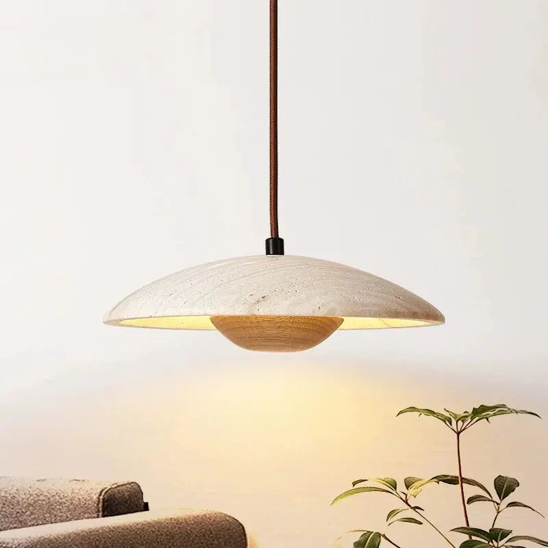 lustre nordique rétro en travertin style wabi-sabi suspension LED