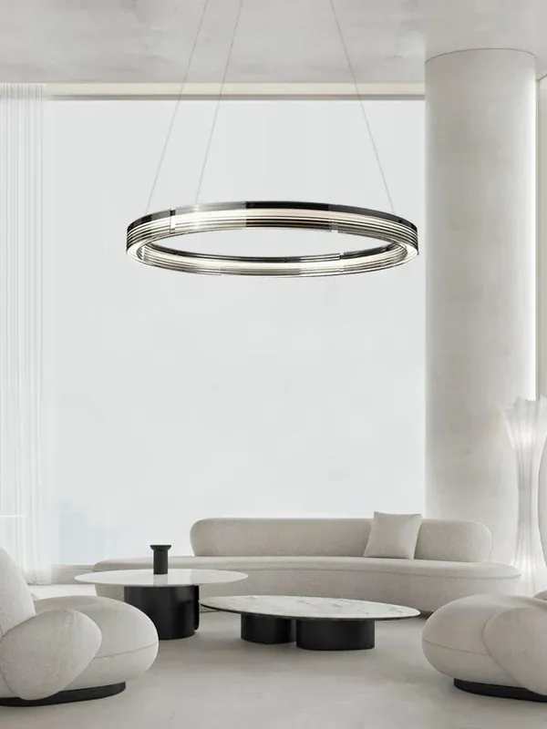 lustre circulaire en verre style minimaliste pour décoration intérieure