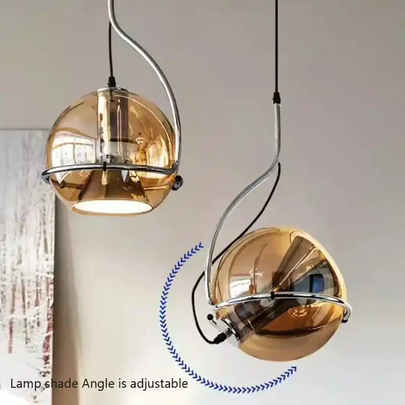 lustre rétro américain en verre ambré pour ambiance créative