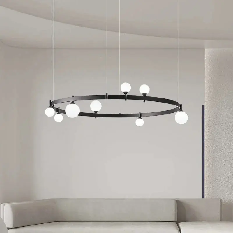 lustre moderne réglable en verre pour décoration artistique