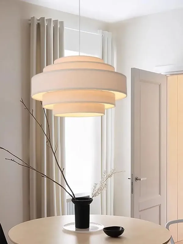 lustre à led en tissu style wabi sabi pour décoration intérieure