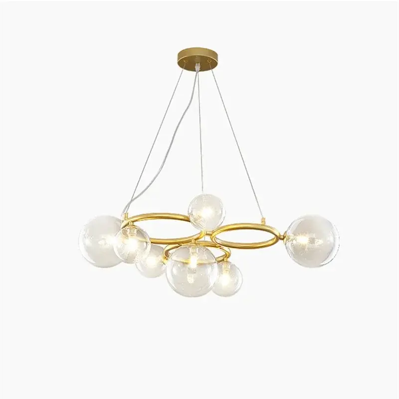 lustre nordique en verre fumé et doré pour intérieur moderne