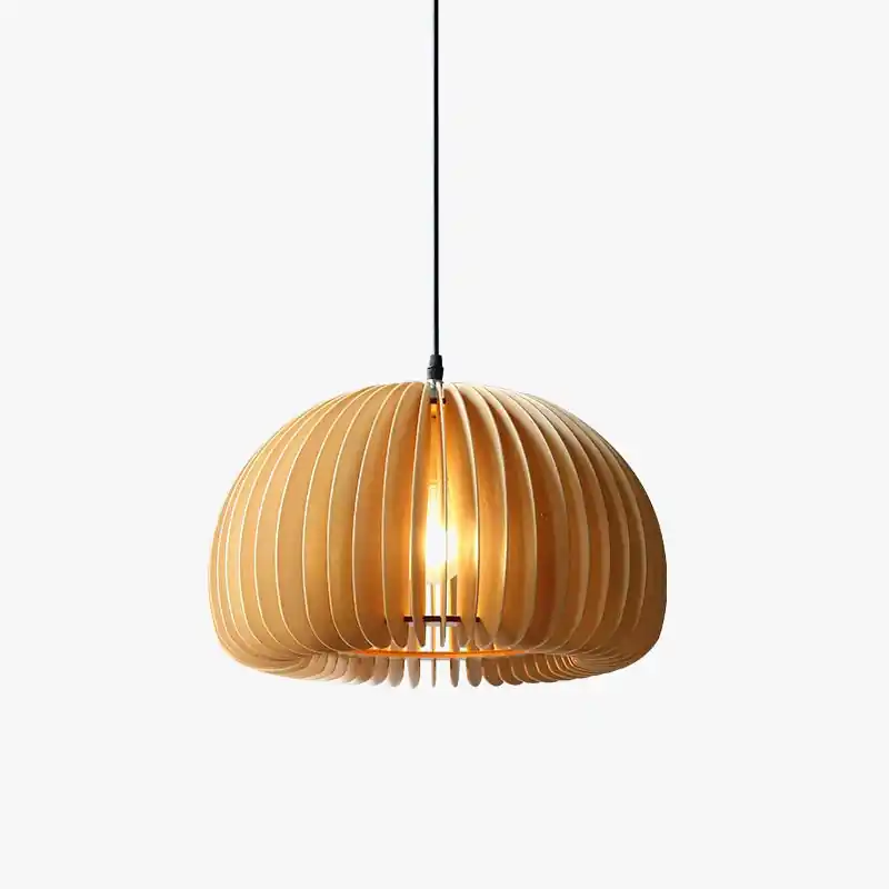 lustre en bois japonais style nordique rétro citrouille pour intérieur