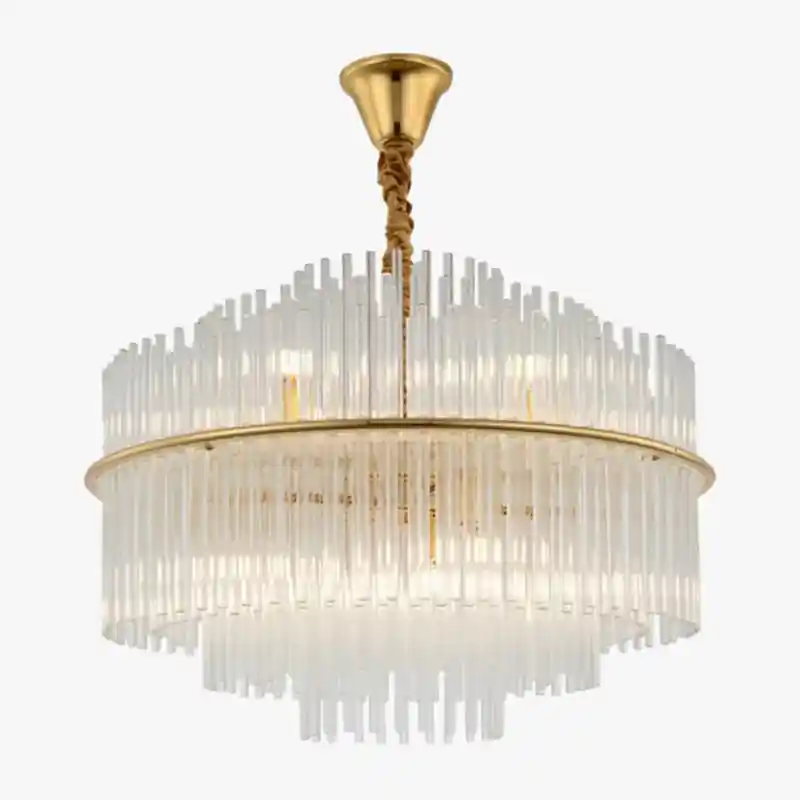 lustre en cristal moderne avec tige en verre transparent élégant et chic