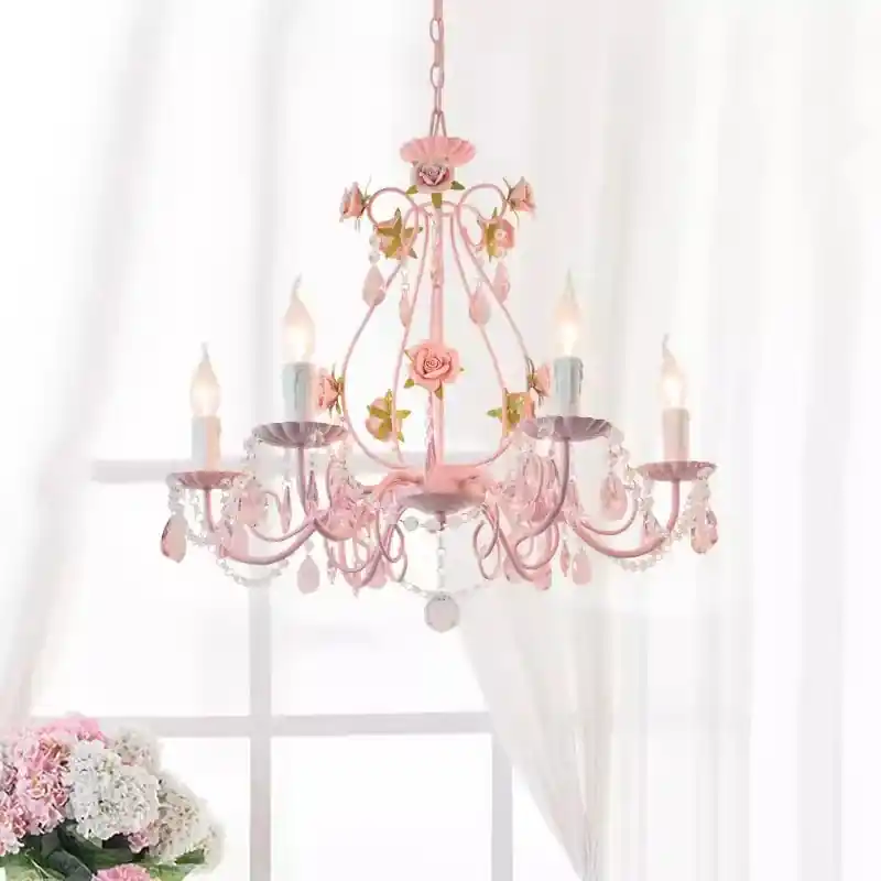 lustre en cristal bouquet floral style pastoral pour chambre d'enfant