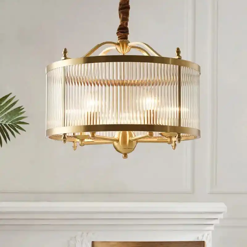 lustre de luxe moderne en cuivre doré avec éclairage led