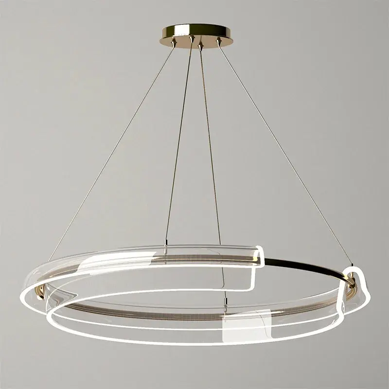lustre design led de luxe avec anneau simple dimmable