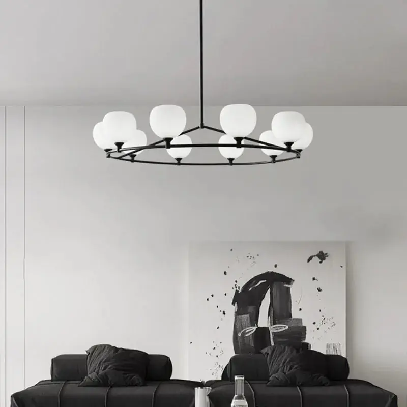 lustre à anneaux avec ampoule en verre style hauteur réglable