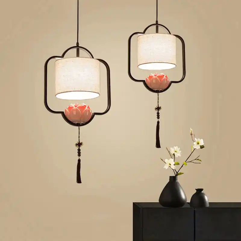 lustre chinois en tissu pour restaurant et hôtel