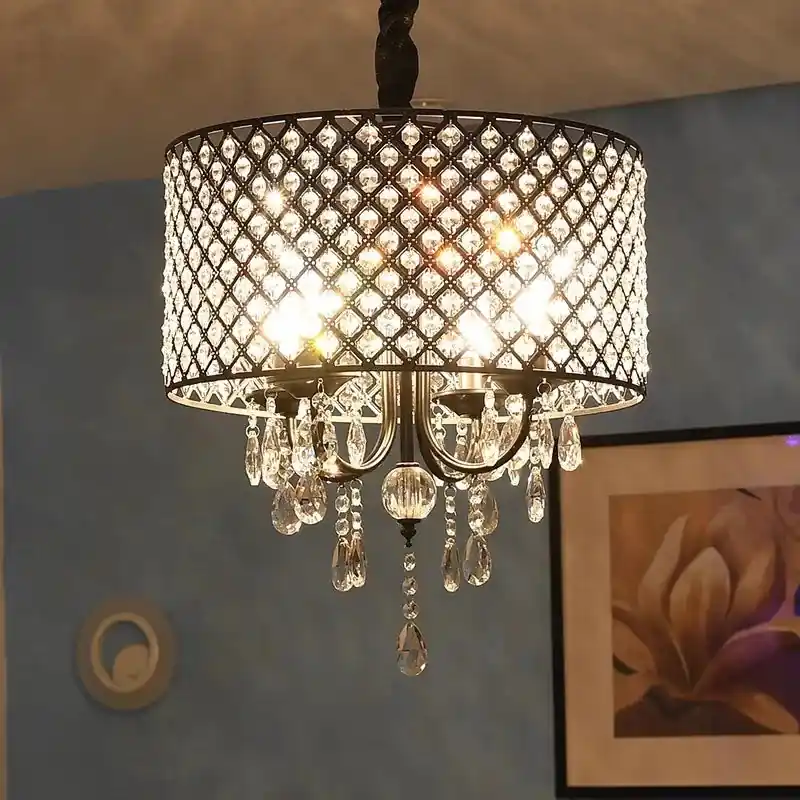 lustre vintage en cristal et fer pour restaurant ou bar