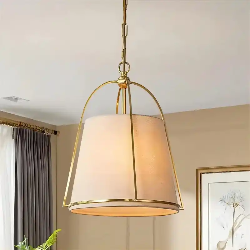 lustre américain simple en tissu avec lumière led créative