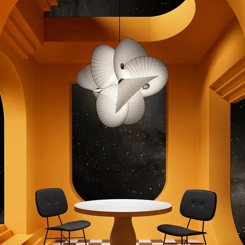 lustre design nordique avec abat-jour en tissu pour décoration maison